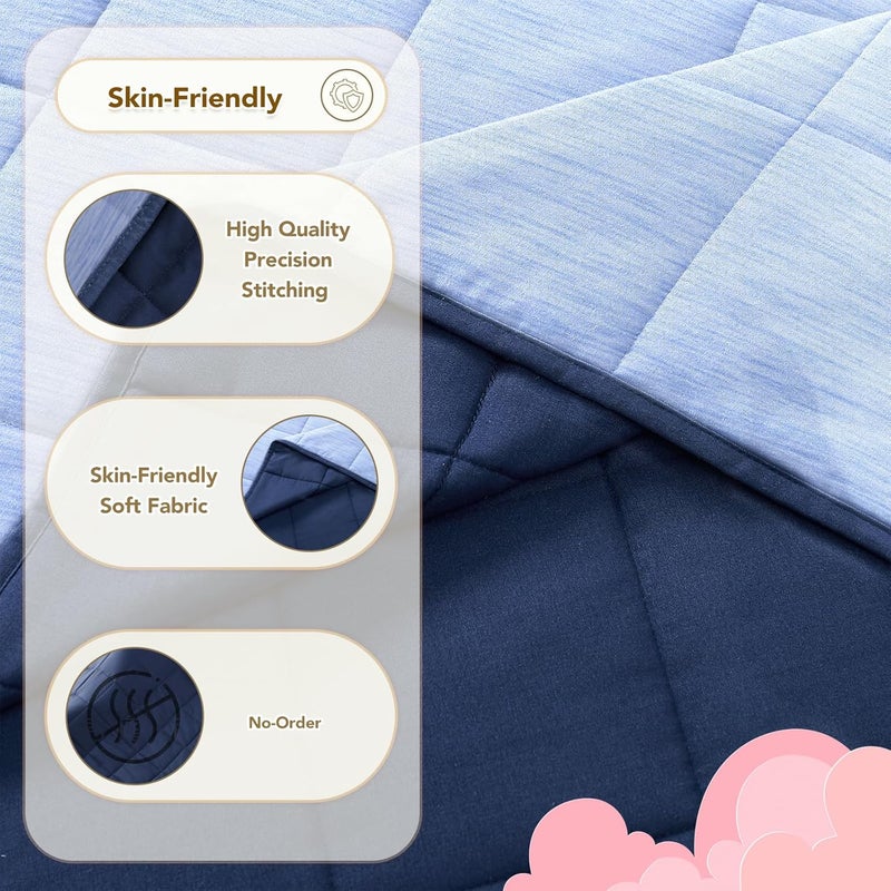 CuteKing Ultra-Cooling Weighted Blanket (10lbs, 40"x 60", Blue + Navy Blue) Absorbs Heat to Keep Adults Cool on Warm Nights, Ultra-Cool Weighted Blanket for Cooling with Premium Glass Beads - Image 5