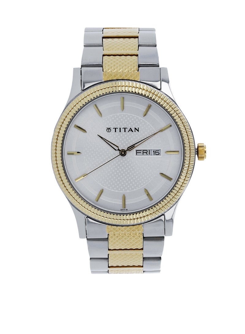 Titan Quartz Analog with Day and Date Siler Dial Stainless Steel Strap Watch for Men - Image 1