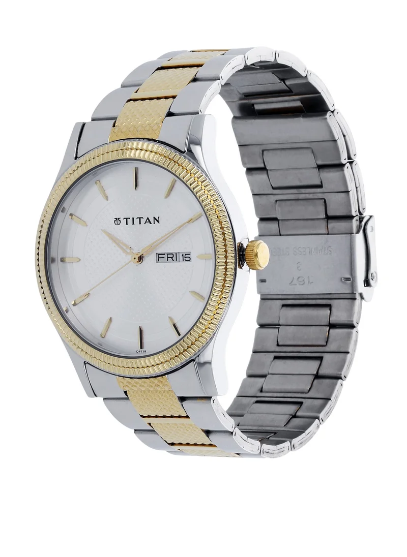 TITAN Titan Quartz Analog with Day and Date Siler Dial Stainless Steel Strap Watch for Men