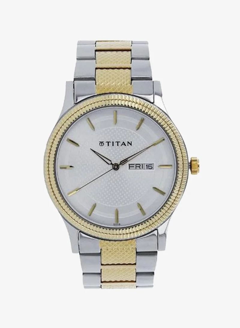 TITAN Titan Quartz Analog with Day and Date Silver Dial Two Toned Silver & Gold Stainless Steel Strap Watch for Men - NT1650BM03