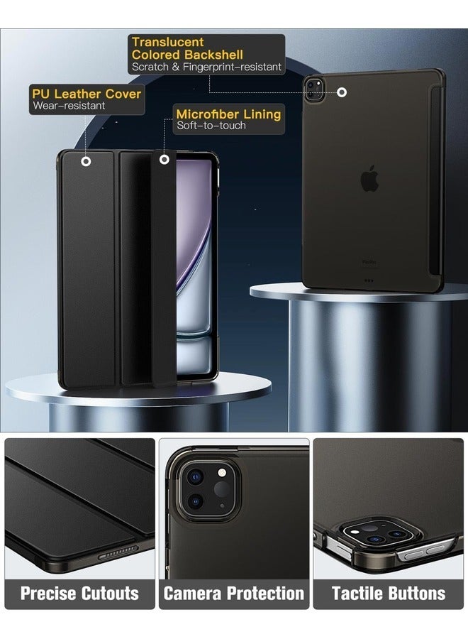 ELTRAZONE Slim Black Hard PC Case for iPad Air 13-Inch M2 (2024) & iPad Pro 12.9-Inch (6th/5th Gen) - Translucent Frosted Back Cover with Touch ID & Pencil Support - Image 4