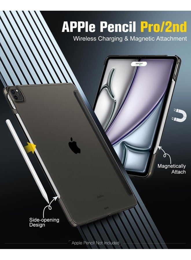 ELTRAZONE Slim Black Hard PC Case for iPad Air 13-Inch M2 (2024) & iPad Pro 12.9-Inch (6th/5th Gen) - Translucent Frosted Back Cover with Touch ID & Pencil Support - Image 3