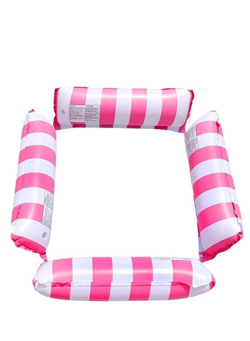 Tanwer Swimming pool inflatable float, folding striped float bed, water recliner float pink - Image 1