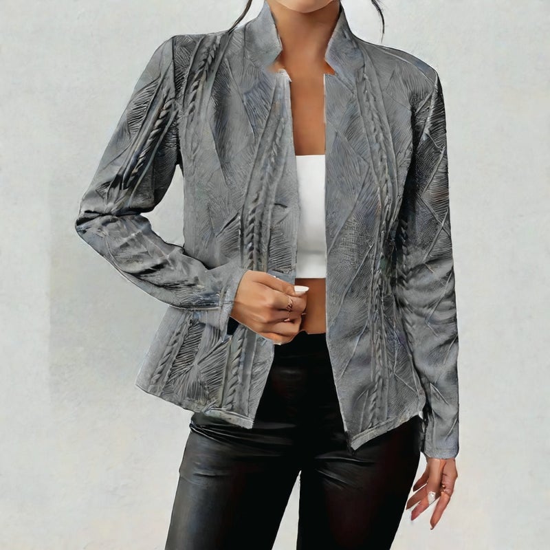 Retro Print Long Sleeve Short Jacket Casual Motorcycle Cardigan - Image 3