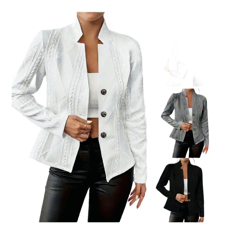 Retro Print Long Sleeve Short Jacket Casual Motorcycle Cardigan - Image 1