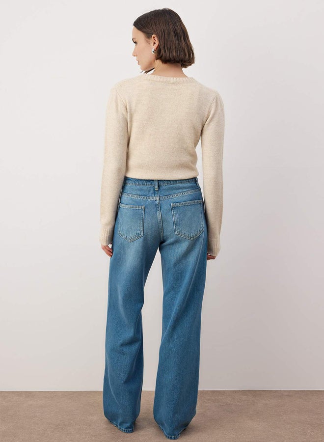 trendyol Blue High Waist Wide Leg Jeans - Image 4