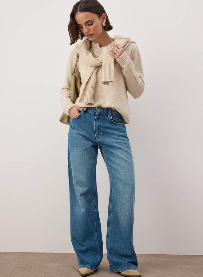 trendyol Blue High Waist Wide Leg Jeans - Image 1