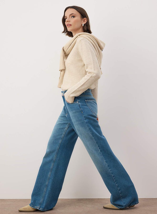 trendyol Blue High Waist Wide Leg Jeans - Image 2