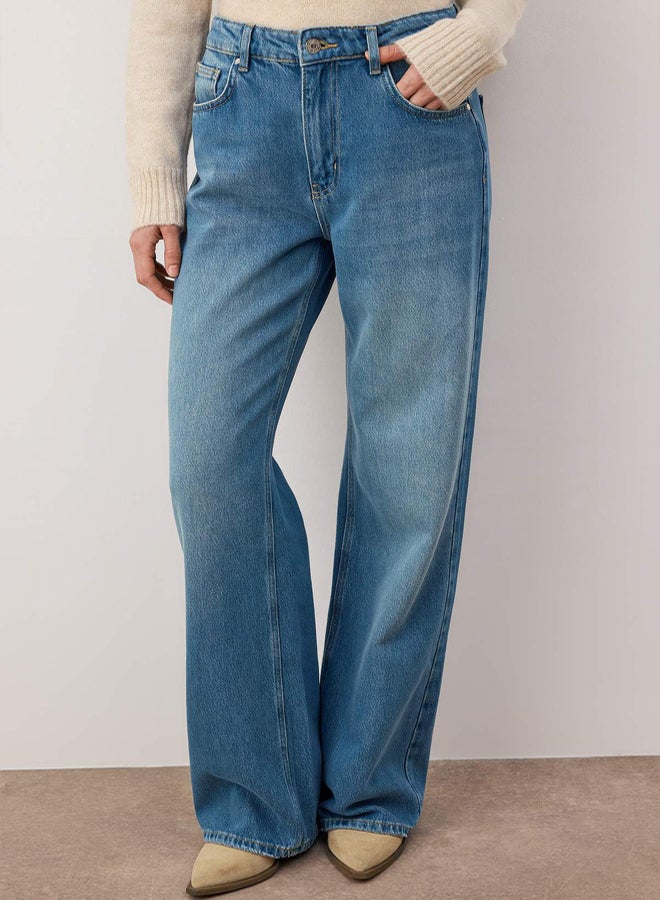 trendyol Blue High Waist Wide Leg Jeans - Image 3