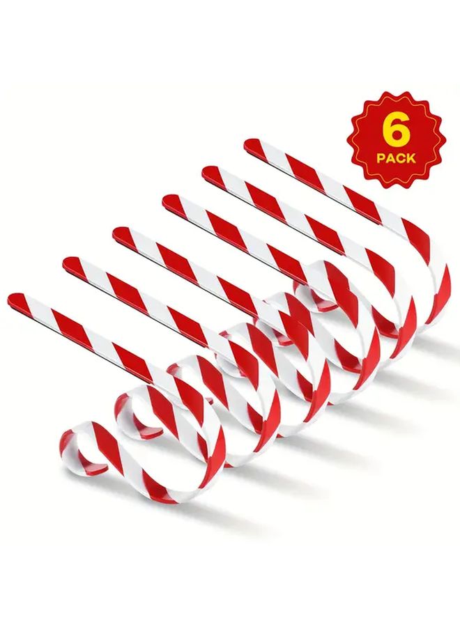 6pcs Heavy Duty Metal Christmas Stocking Holders Red Striped Mantel Hangers for Fireplace - Image 2