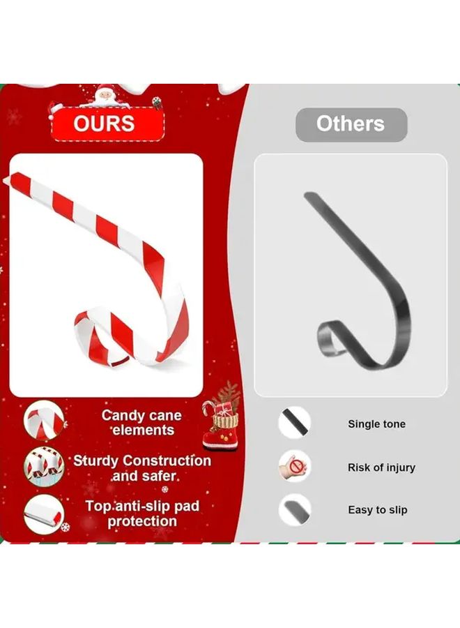 6pcs Heavy Duty Metal Christmas Stocking Holders Red Striped Mantel Hangers for Fireplace - Image 4