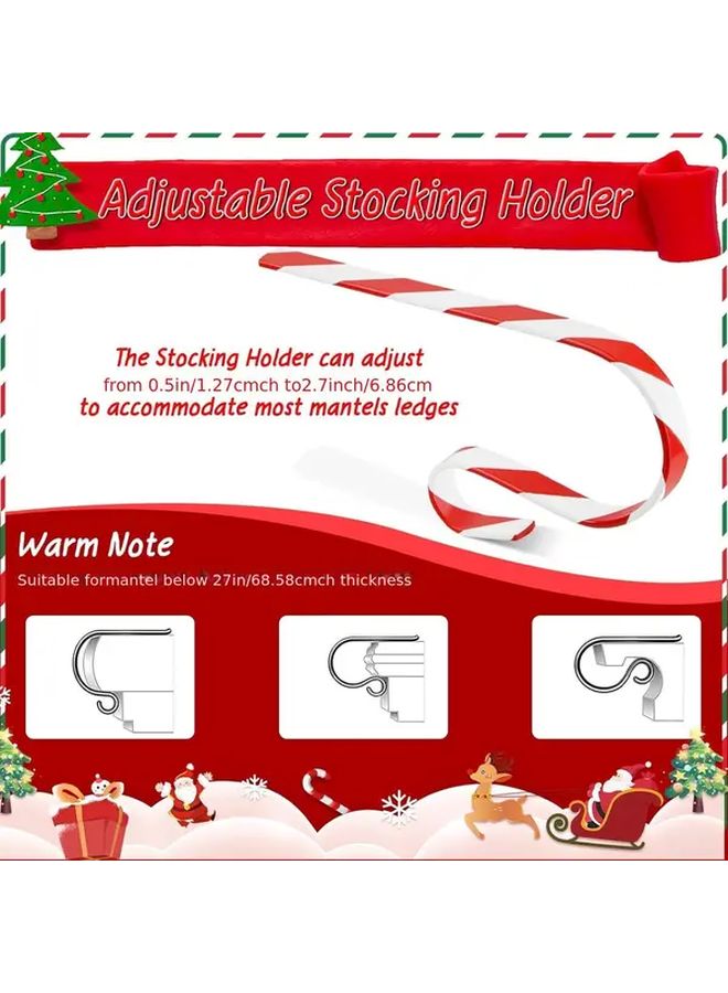 6pcs Heavy Duty Metal Christmas Stocking Holders Red Striped Mantel Hangers for Fireplace - Image 5