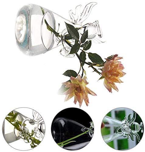 GENEDEY Pack of 5 Angel Design Glass Vases Clear Flower Plant Terrarium Container Hanging Vase Wedding Decor Garden Ornaments Hanging Planter - Image 5