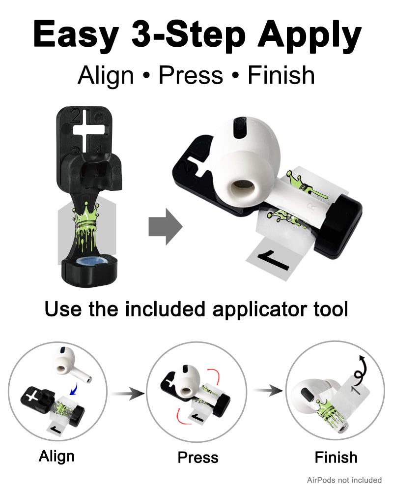 RockMax for AirPod Skins, Glow in The Dark Crown Stickers for Ear Buds, DIY Tattoos for AirPods Pro 2nd Generation, Easy to Identify, Compatible with AirPods Pro 1/2/3 & AirPod 1/2/3/4(Universal Fit) - Image 4