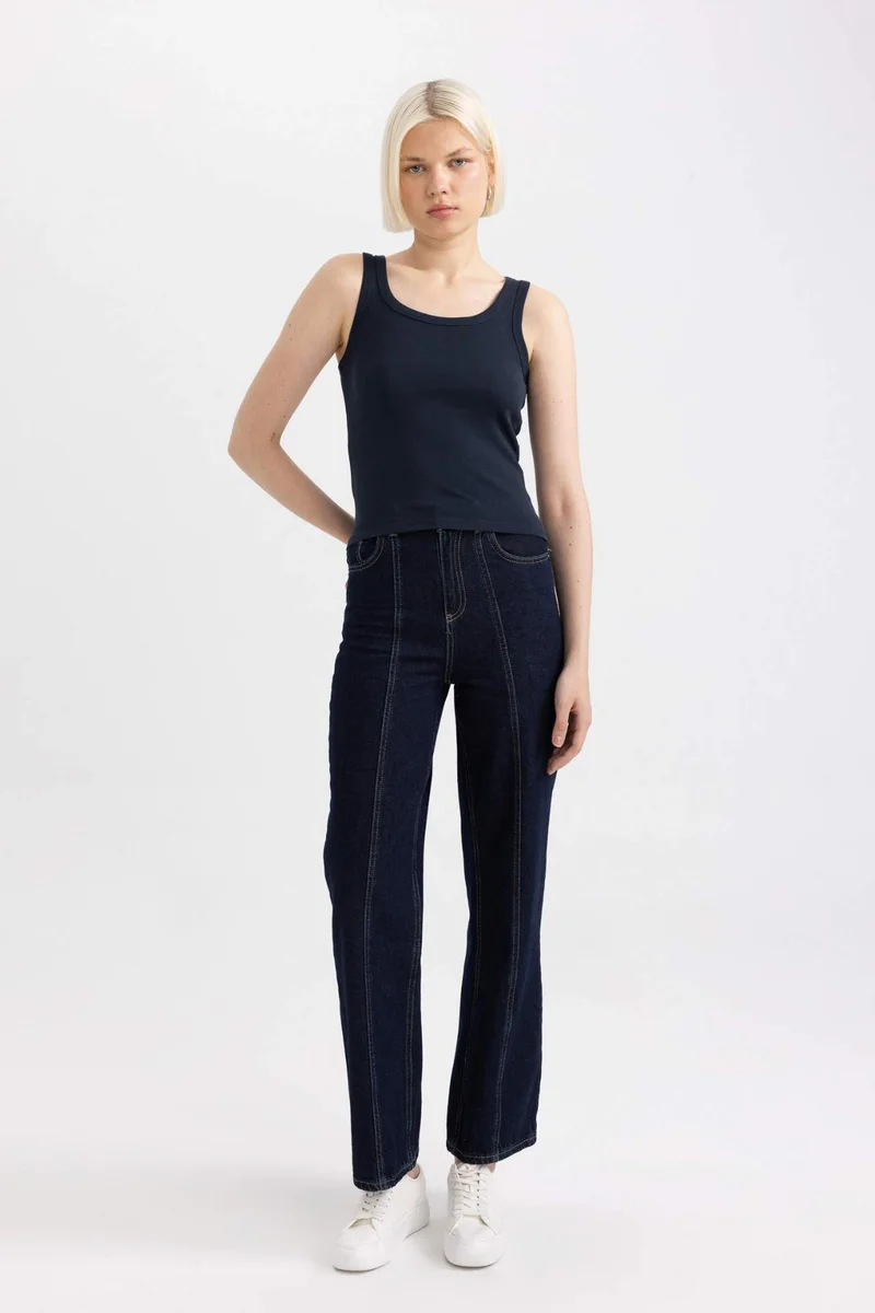 ديفاكتو Slim Fit Ribana U Collar Tank Top