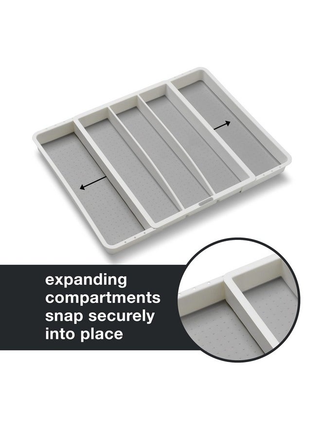 Madesmart madesmart Expandable Utensil Tray-White | Classic Collection | 5-Compartments | Kitchen Organizer | Soft-Grip Lining and Non-Slip Rubber Feet | Easy to Clean | BPA-Free  - Image 4