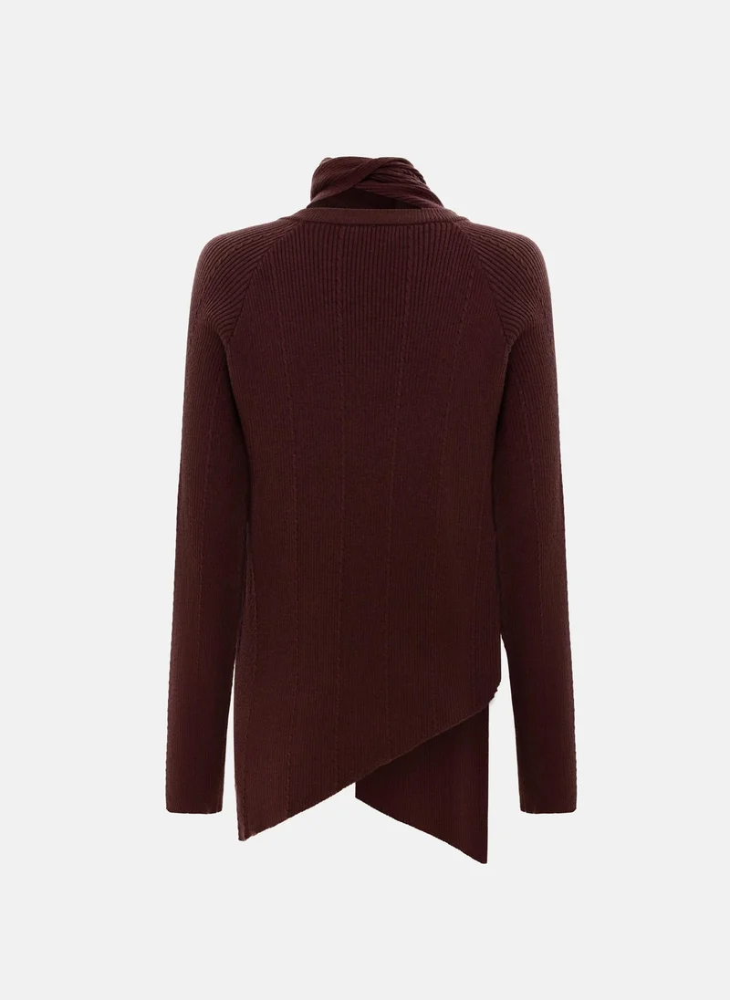Lichi  Rib-knit jumper with decorative scarf for Women | Best Price UAE