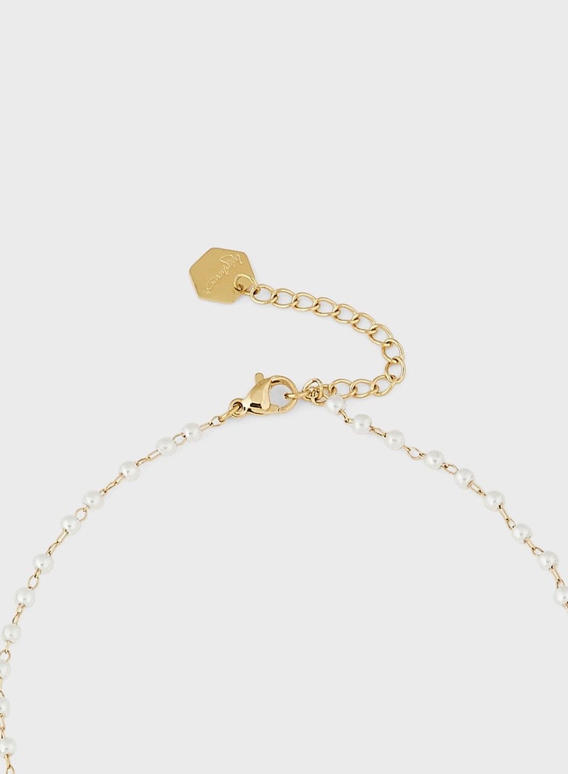 MINNIE MINI PEARL PLAIN CHAIN NECKLACE