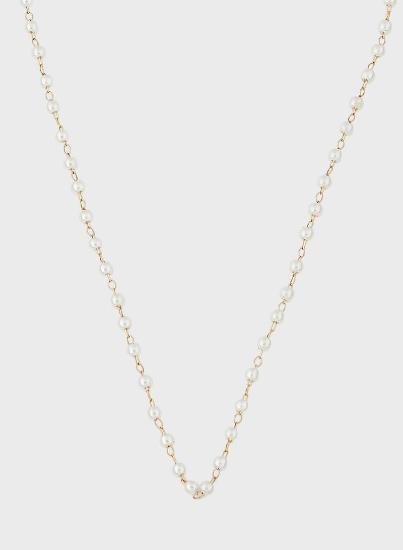MINNIE MINI PEARL PLAIN CHAIN NECKLACE