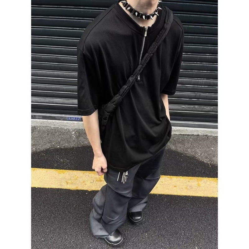 New Short-Sleeved T-Shirt Men'S Summer Korean-Style Trendy Half-Chain Half-Sleeved Top Hong Kong-Style Loose Casual Trendy Brand T-Shirt - Image 4