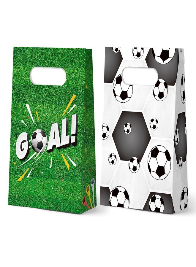 KALEFO 24 Pcs Soccer Party Favor Bags Football Goody Treat Candy Goodie Supplies Paper Sports Gift with Handles - Image 1