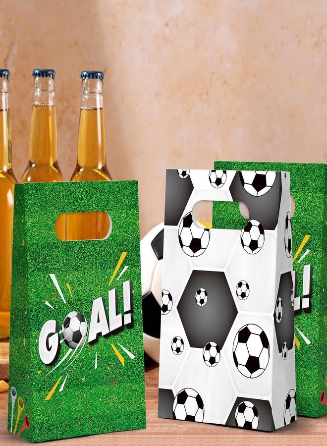 KALEFO 24 Pcs Soccer Party Favor Bags Football Goody Treat Candy Goodie Supplies Paper Sports Gift with Handles - Image 5