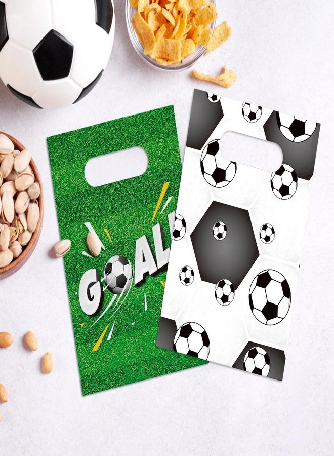 KALEFO 24 Pcs Soccer Party Favor Bags Football Goody Treat Candy Goodie Supplies Paper Sports Gift with Handles - Image 3