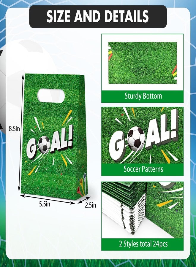 KALEFO 24 Pcs Soccer Party Favor Bags Football Goody Treat Candy Goodie Supplies Paper Sports Gift with Handles - Image 4