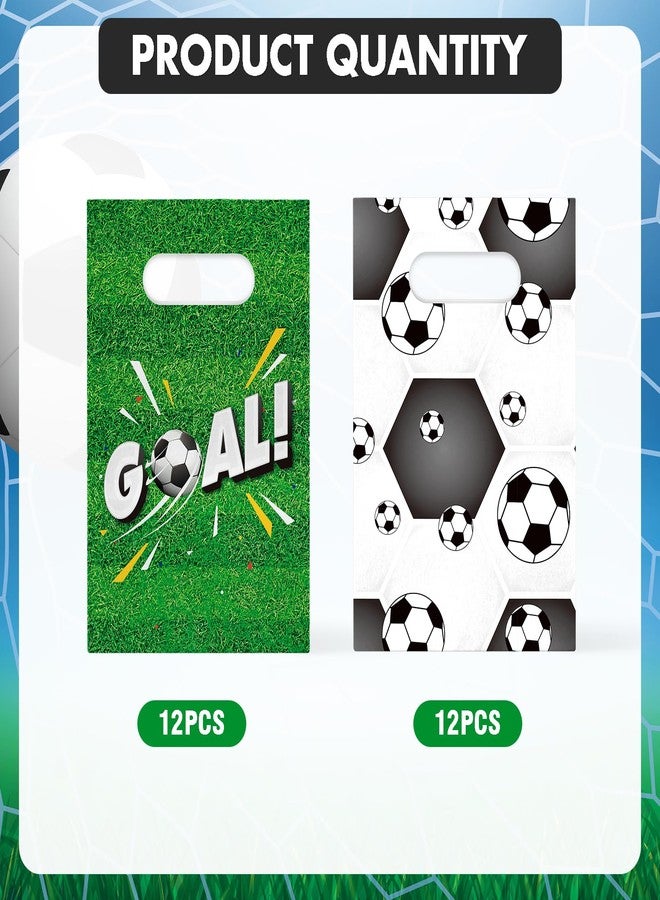 KALEFO 24 Pcs Soccer Party Favor Bags Football Goody Treat Candy Goodie Supplies Paper Sports Gift with Handles - Image 2