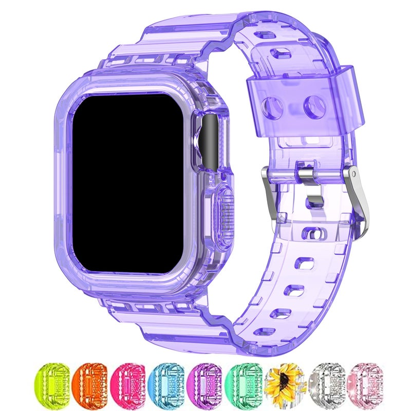 for Apple Watch Clear Case with Band 45mm 44mm 41mm 40mm Transparent Green - Image 1