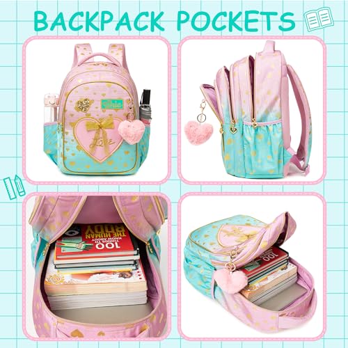 Meetbelify Kids Backpacks for Girls Backpacks for School Kids Canvas Travel Laptop Backpack with Lunch Box for Elementary Students Girls Back to School Bookbag Ages 8-10 - Image 4