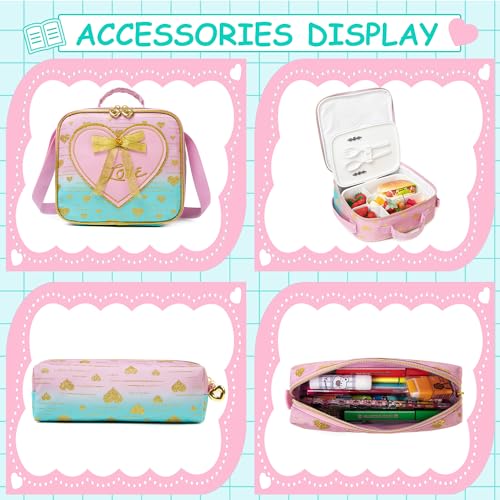 Meetbelify Kids Backpacks for Girls Backpacks for School Kids Canvas Travel Laptop Backpack with Lunch Box for Elementary Students Girls Back to School Bookbag Ages 8-10 - Image 5