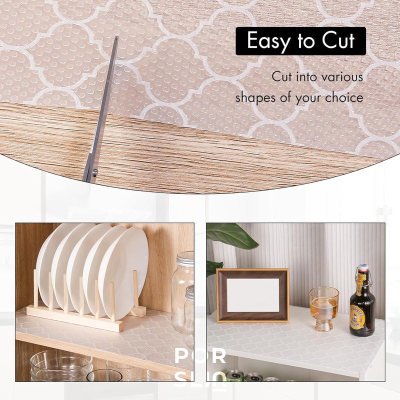 Porslin Kitchen Drawers Mat Liners, 45cm x 5m Roll, Non-Slip, Waterproof, Washable, BPA-Free, Durable EVA for Shelves, Cupboards, Drawers, Fridge Mats, Wardrobe, Food Safe (Absolute White) - Image 3