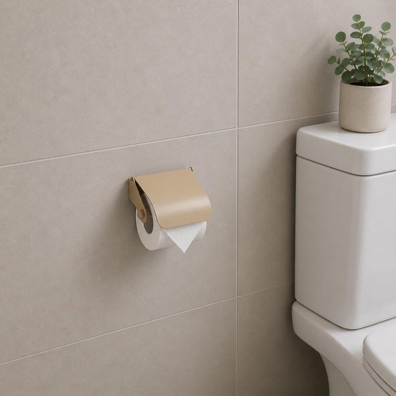 Stainless Steel Toilet Paper Roll Holder (Beige) Toilet Paper Holder for Bathroom 1 Pack Wall Mounted - Image 2