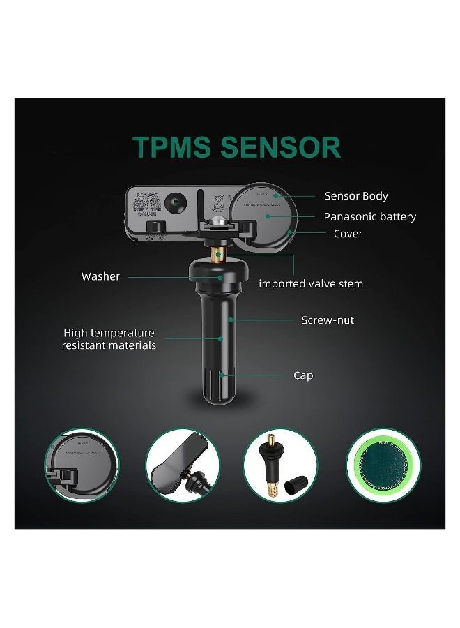 حزمة 4 حساس ضغط الإطار TPMS GM بتردد 315MHz حساس مراقبة ضغط الإطارات عالمي - Image 4