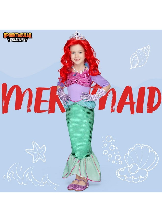 Spooktacular Creations Spooktacular Creations Halloween Little Mermaid Costume for Girls, Sequin Mermaid Dress Set, Light Purple Princess Dress for Toddler Dress-Up, Cosplay Party (3T, 3-4 yrs)  - Image 1