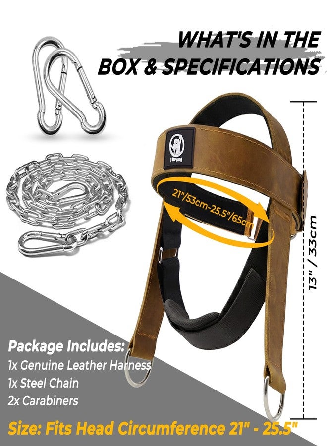 J Bryant Leather Neck Harness for Weight Lifting – Adjustable Head Strap with Heavy-Duty Steel Chain & Microfiber Padding – Neck Exerciser for Bodybuilding, Boxers & Gym Workout (Brown) - Image 2