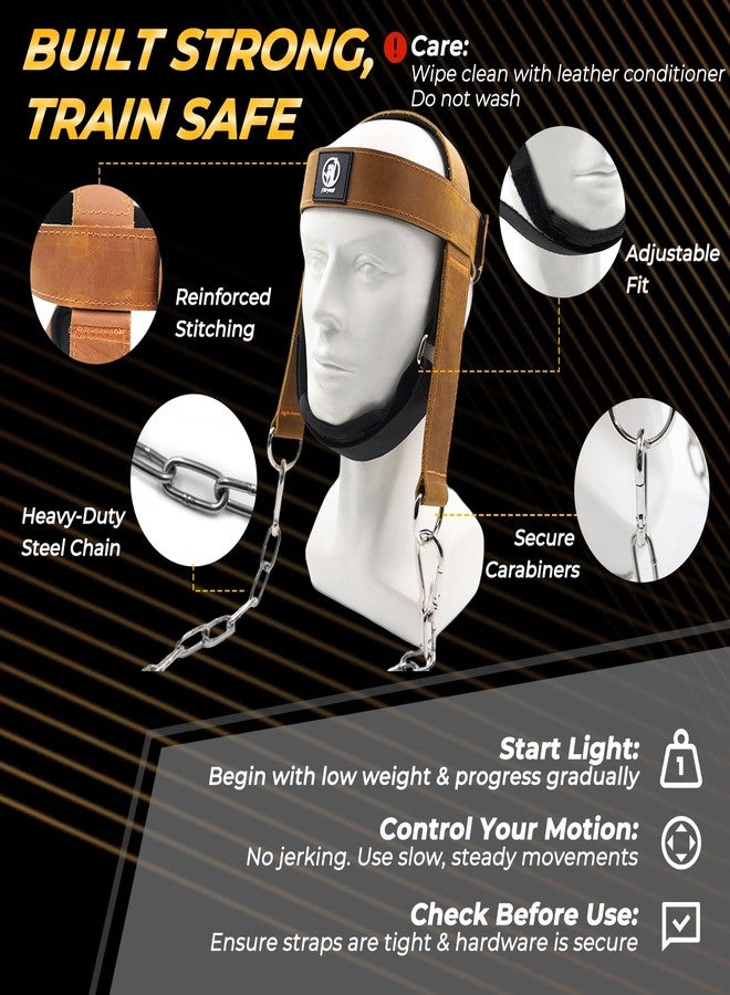 J Bryant Leather Neck Harness for Weight Lifting – Adjustable Head Strap with Heavy-Duty Steel Chain & Microfiber Padding – Neck Exerciser for Bodybuilding, Boxers & Gym Workout (Brown) - Image 5