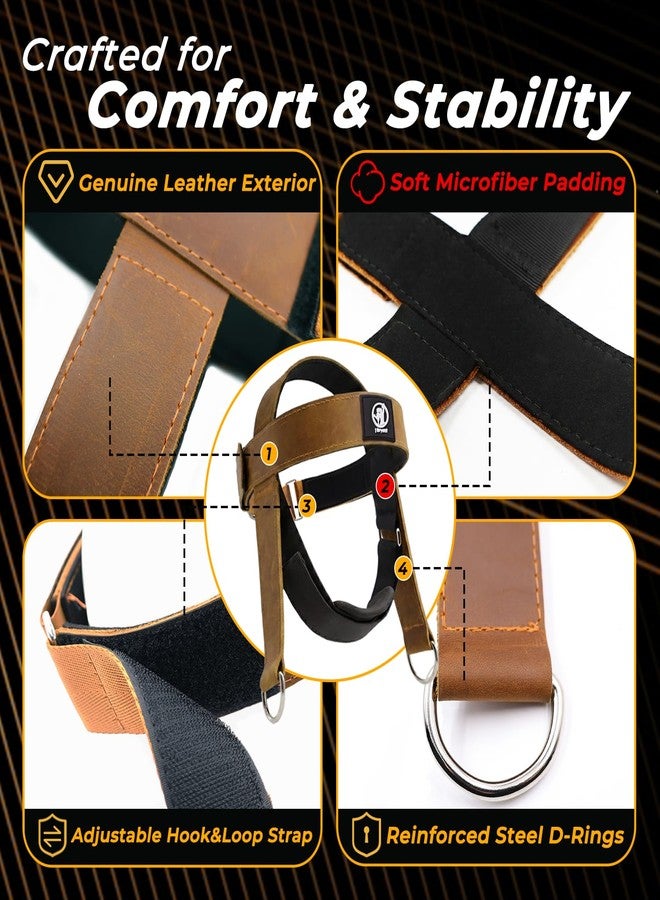 J Bryant Leather Neck Harness for Weight Lifting – Adjustable Head Strap with Heavy-Duty Steel Chain & Microfiber Padding – Neck Exerciser for Bodybuilding, Boxers & Gym Workout (Brown) - Image 4