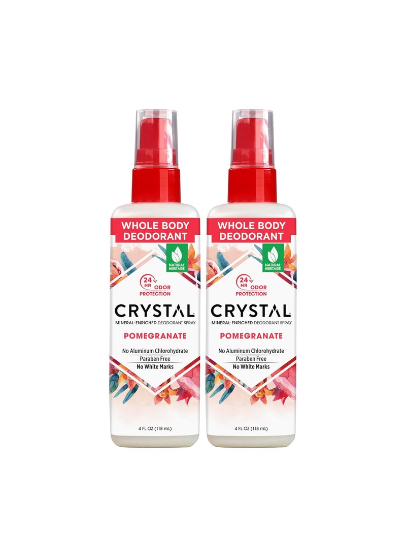 CRYSTAL ESSENCE Crystal Mineral Deodorant Spray, Pomegranate, 4.0 oz, Pack of 2 