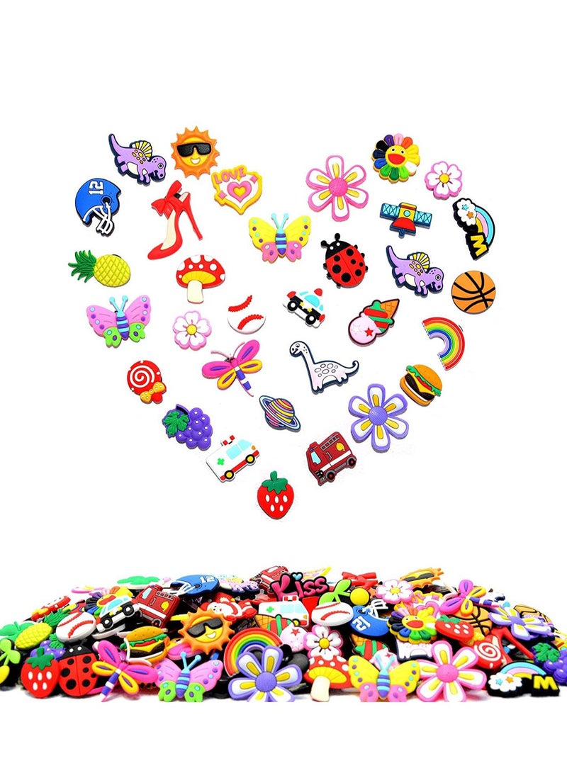 SYOSI Rubber Shoe Charms Fit for Shoes Sandals and Wristband Bracelet Decoration 100 Pcs Different Shape Unisex-Adult Shoe Charms Party Birthday Gift for Kids and Teens Favorite Present - Image 1