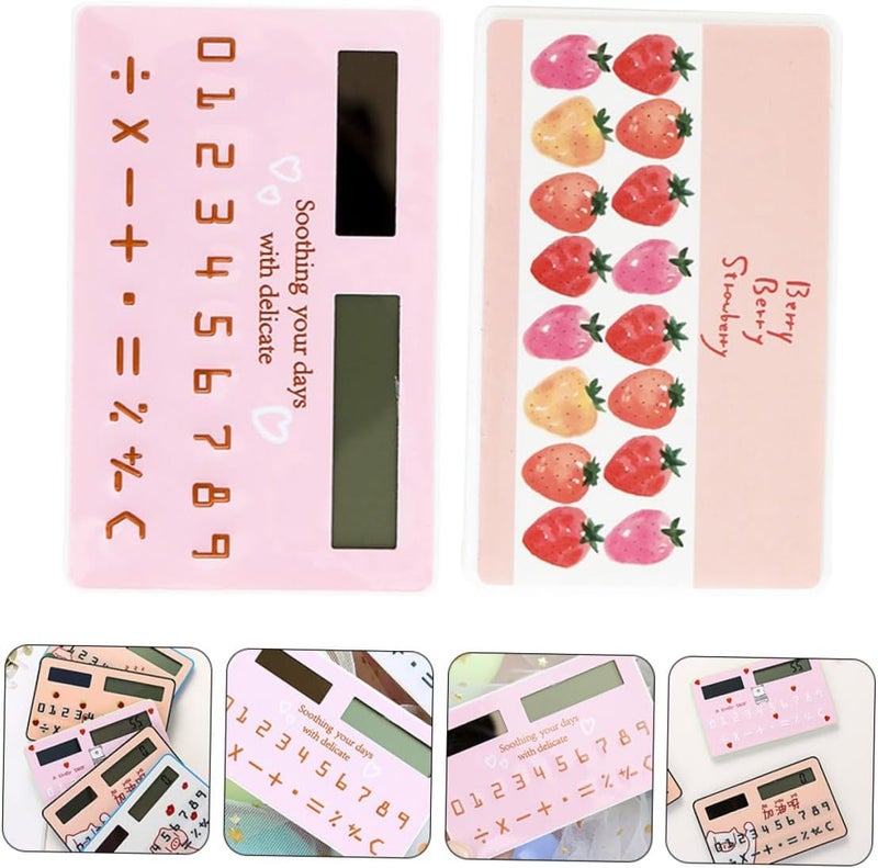2Pcs Solar Powered Compact Calculator Set, Portable Student Calculating Tool with Solar Panel, Card-Format Calculator for Office and School Use, Random Design - Image 4