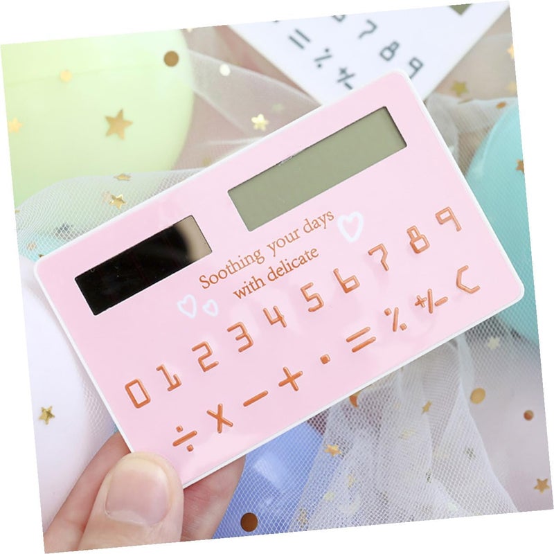 2Pcs Solar Powered Compact Calculator Set, Portable Student Calculating Tool with Solar Panel, Card-Format Calculator for Office and School Use, Random Design - Image 3