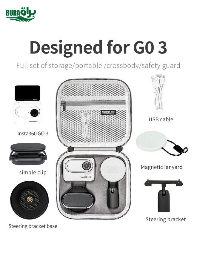 BURAQ - For Insta360 GO 3 / GO 3S STARTRC Portable PU Storage Box Case(Grey) - Image 1