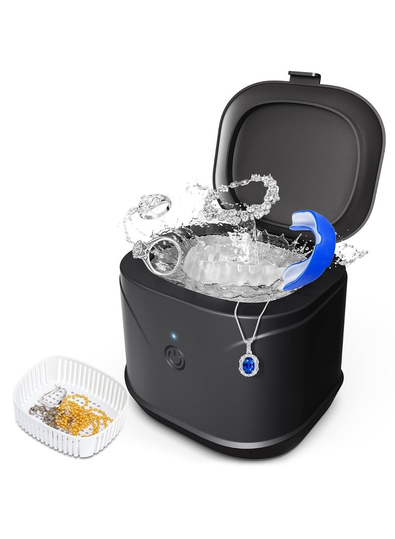 AROAQ Ultrasonic Jewelry Cleaner Jewellry Cleaner Machine 220ml 46KHz Professional Sonic Cleaner with One-Touch Operation Sonic Cleaner for Rings Glasses Jewelry Dentures - Image 1
