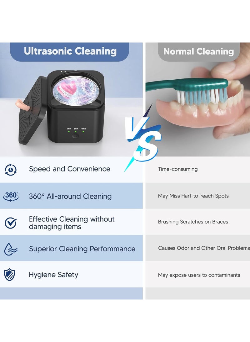 AROAQ Ultrasonic Jewelry Cleaner Jewellry Cleaner Machine 220ml 46KHz Professional Sonic Cleaner with One-Touch Operation Sonic Cleaner for Rings Glasses Jewelry Dentures - Image 5
