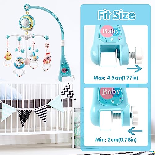 Mini Tudou Baby Musical Crib Mobile with Timing Function Projector Lights,Stand-Along Rattles and 150 Melodies Music Box with Remote Control for Newborn 0-24 Months - Image 5