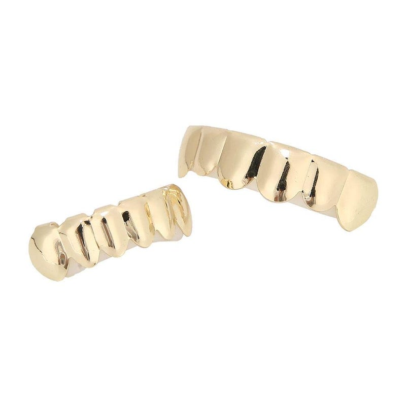 comfrt Grillz Teeth Set, Hip Hop Grillz, Shiny Grillz Teeth Hip Hop Prop Grillz Teeth Decoration for Halloween Party Gift (GOLD) - Image 5