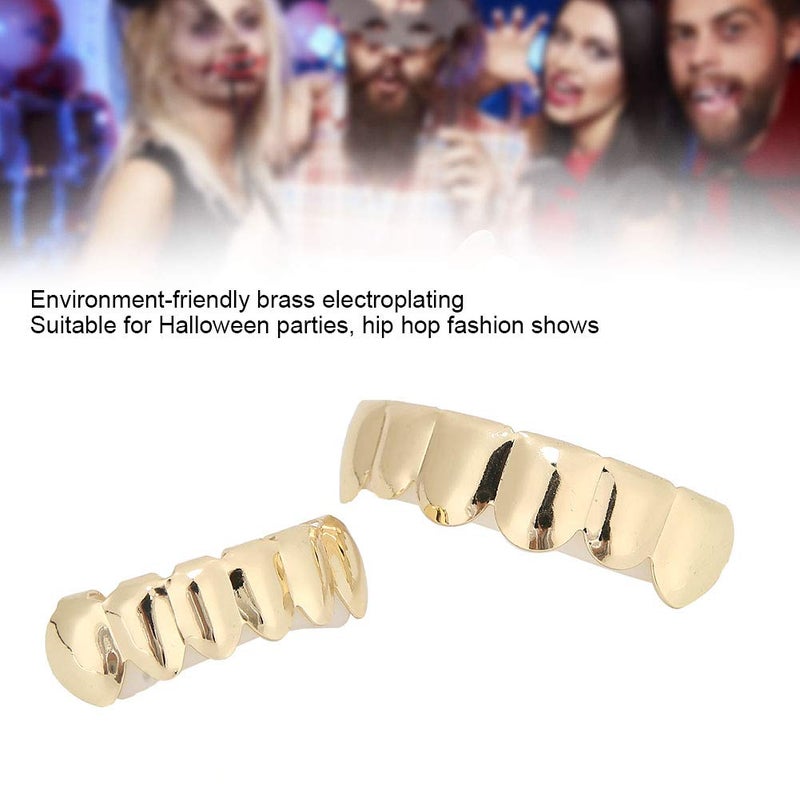 comfrt Grillz Teeth Set, Hip Hop Grillz, Shiny Grillz Teeth Hip Hop Prop Grillz Teeth Decoration for Halloween Party Gift (GOLD) - Image 3