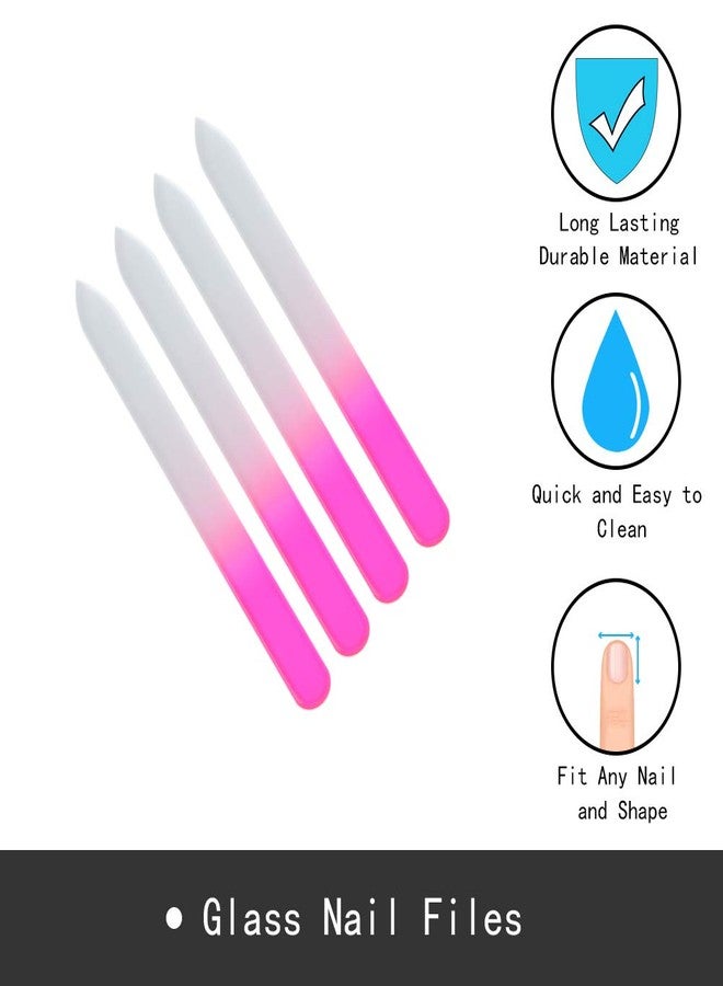 SIUSIO 10 Pack Professional Czech Crystal Glass Nail Files Double Sided Etched Surface Files Gradient Rainbow Color for Acrylic Nail Emery Boards & Buffer (Pink) - Image 2
